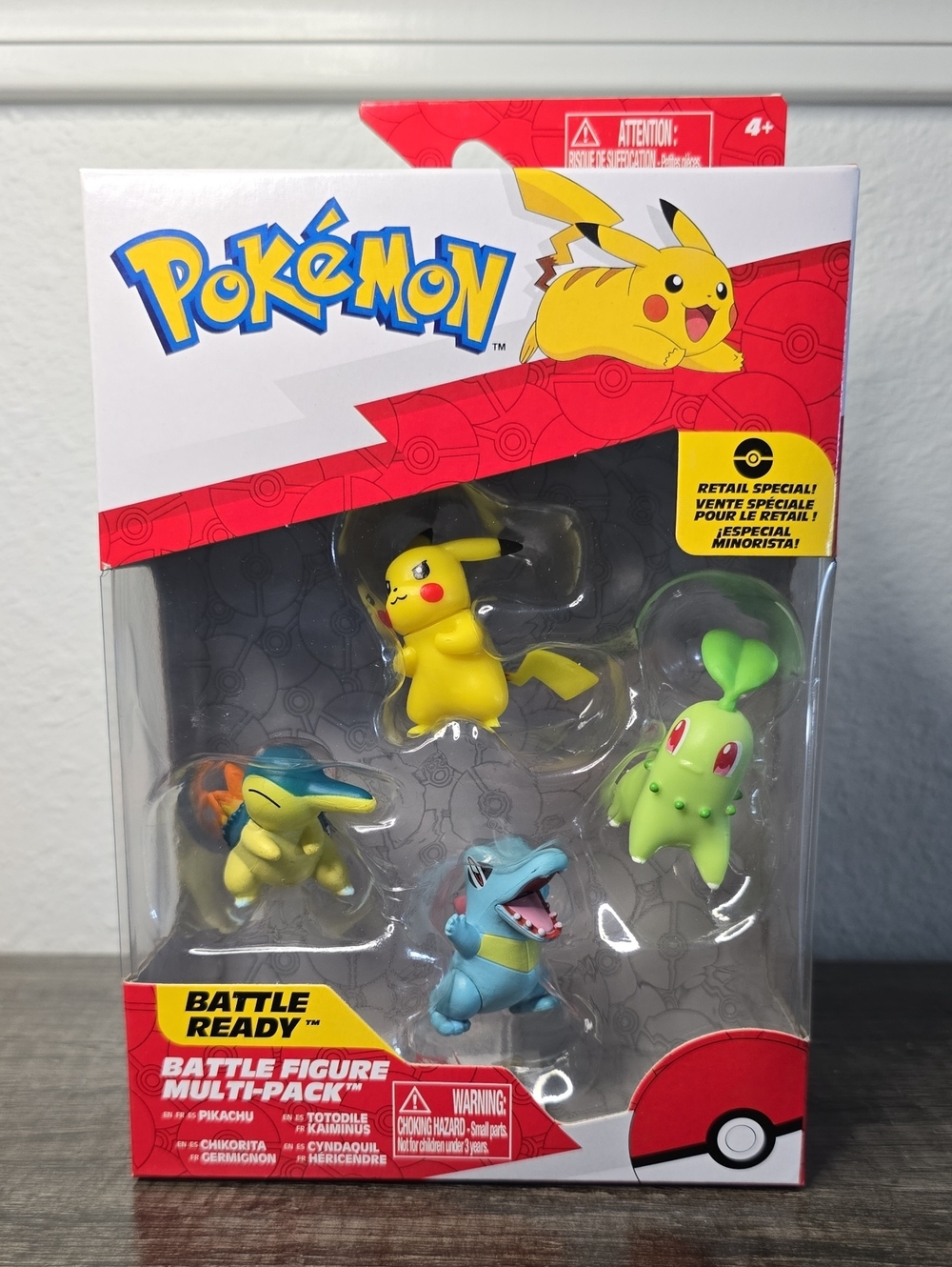 Official Pokemon figure set with Pikachu, Chikorita  Battle Figure Multi-Pack